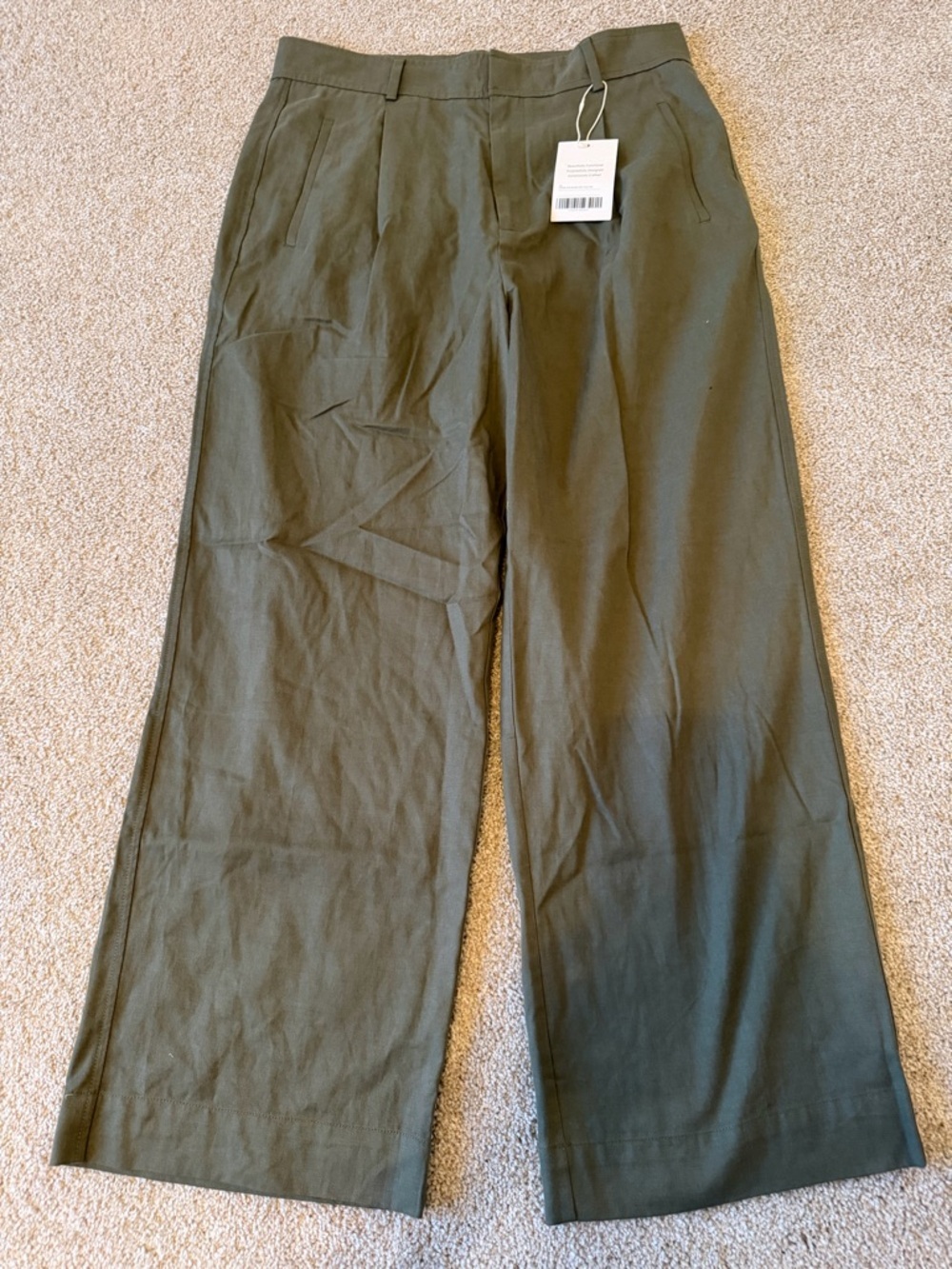 Everlane Pants Womens Green TENCEL Way-High Chino Straight Leg Pleated Twill 14S